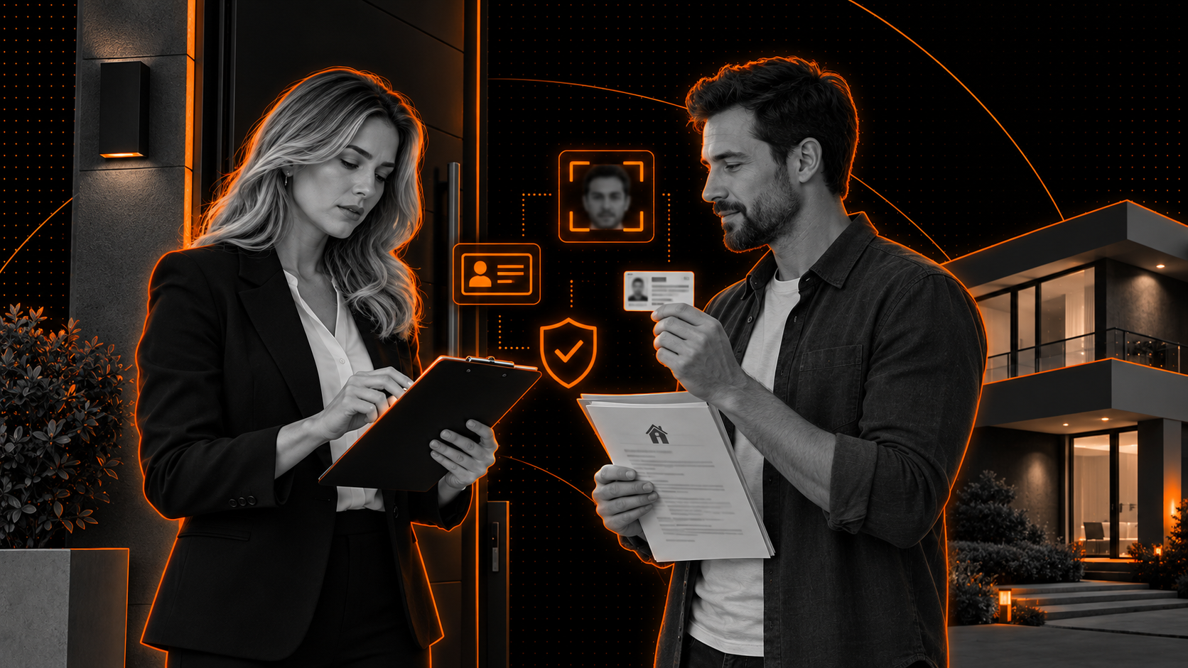 Real estate prospect identity verification using an ID document and facial recognition.