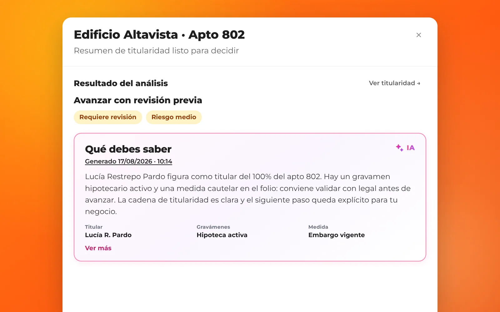 Resumen con IA de titularidad y riesgos de la propiedad